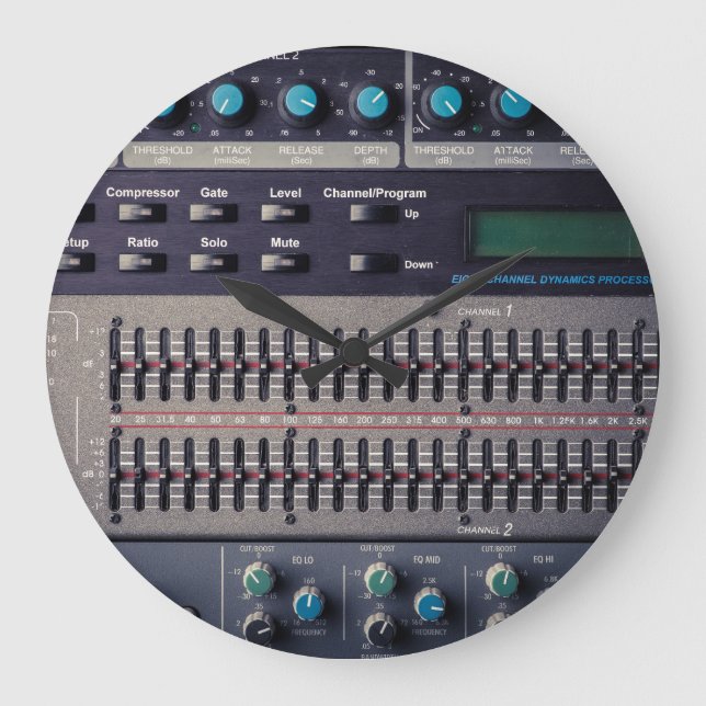 Many Buttons Sound Mixer Studio Large Clock (Front)