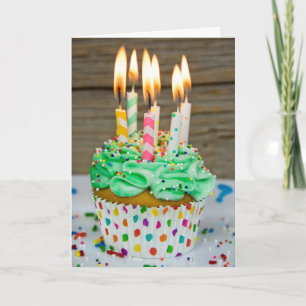 many candles on birthday cupcake card