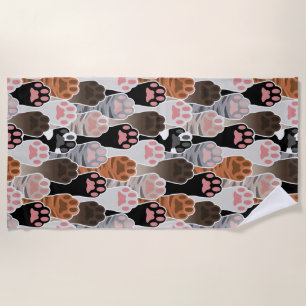 Many Cat Paws Pattern Beach Towel