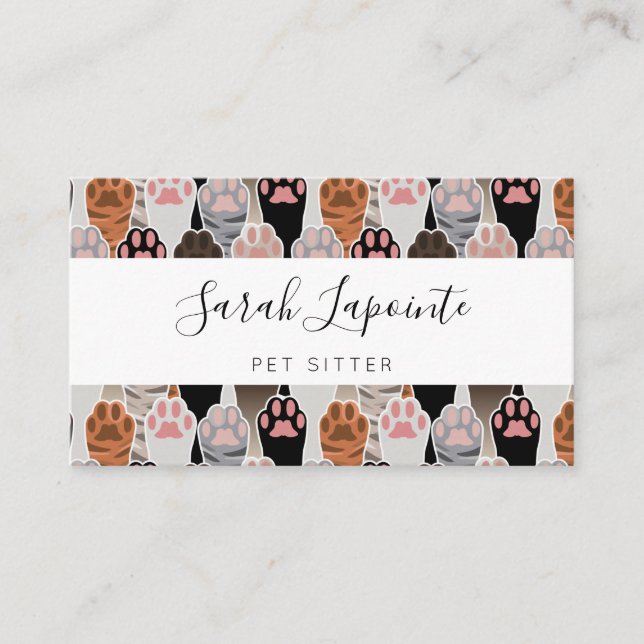 Many Cat Paws Pattern Business Card (Front)