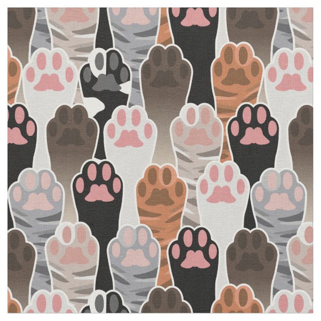 Many Cat Paws Pattern Fabric (Close Up)