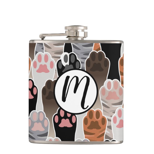 Many Cat Paws Pattern Hip Flask (Front)