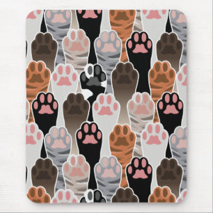 Many Cat Paws Pattern Mouse Pad