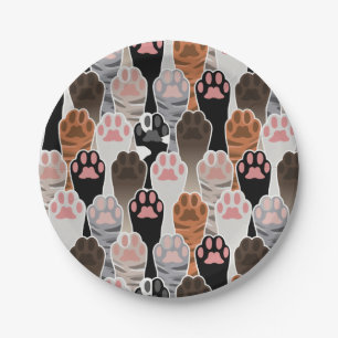 Many Cat Paws Pattern Paper Plate