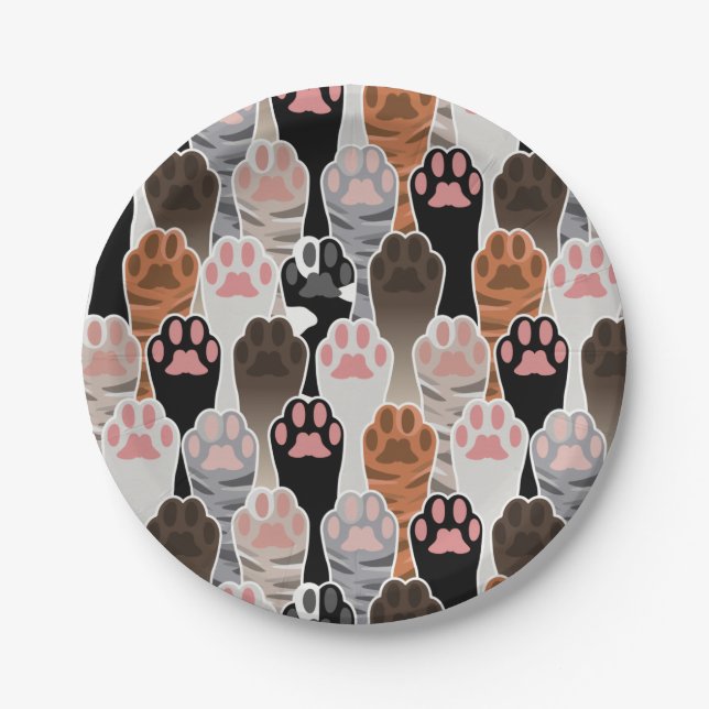 Many Cat Paws Pattern Paper Plate (Front)