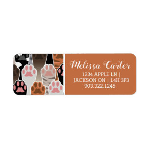 Many Cat Paws Pattern Return Address Label