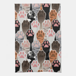 Many Cat Paws Pattern Tea Towel