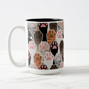 Many Cat Paws Pattern Two-Tone Coffee Mug