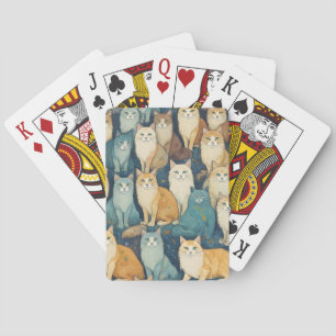 Many Cats Playing Cards
