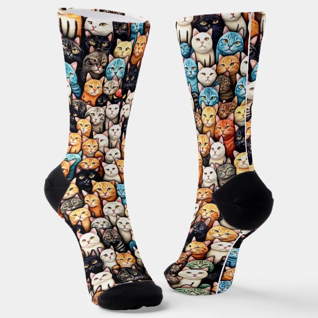 Many Cats  Socks (Angled)