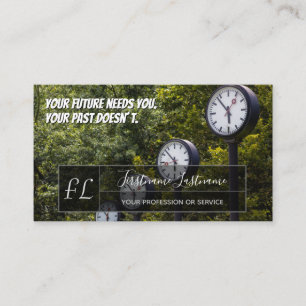 Many clocks motivational grey rectangle monogram b business card
