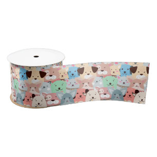 Many Colourful Dogs Design Satin Ribbon