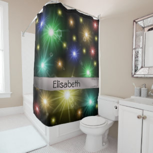many colourful glowing festive lights shower curta curtain