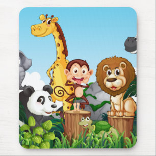 Many Cute Animals in the Forest Mouse Pad