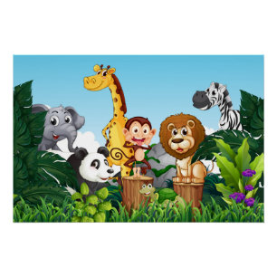 Many Cute Animals in the Forest Poster