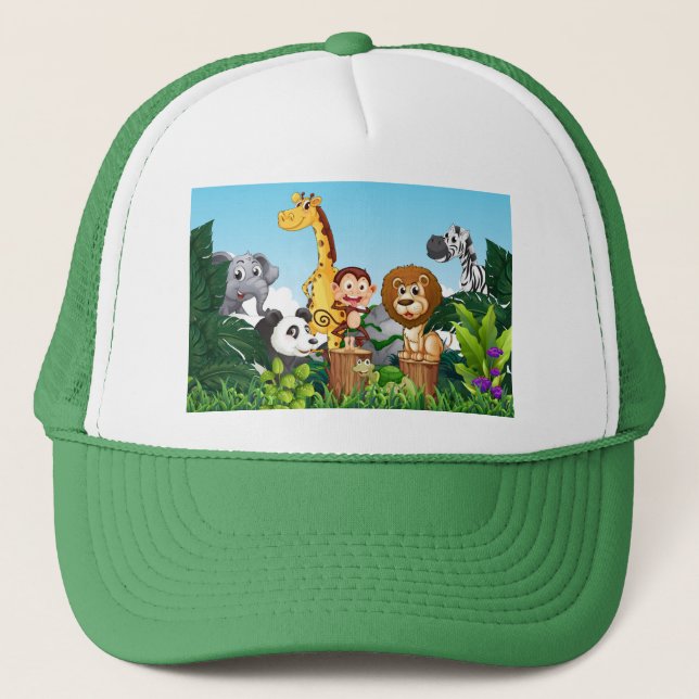Many Cute Animals in The Forest Trucker Hat (Front)