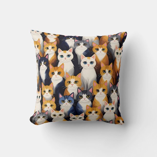 Many cute cats pattern cushion (Front)
