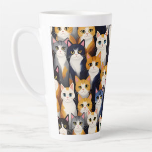Many cute cats pattern latte mug
