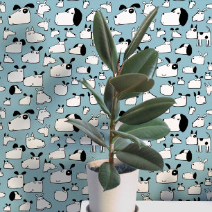 Many Dogs Doodle Drawing Teal Blue Wallpaper
