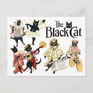 Many Faces of the Black Cat Postcard