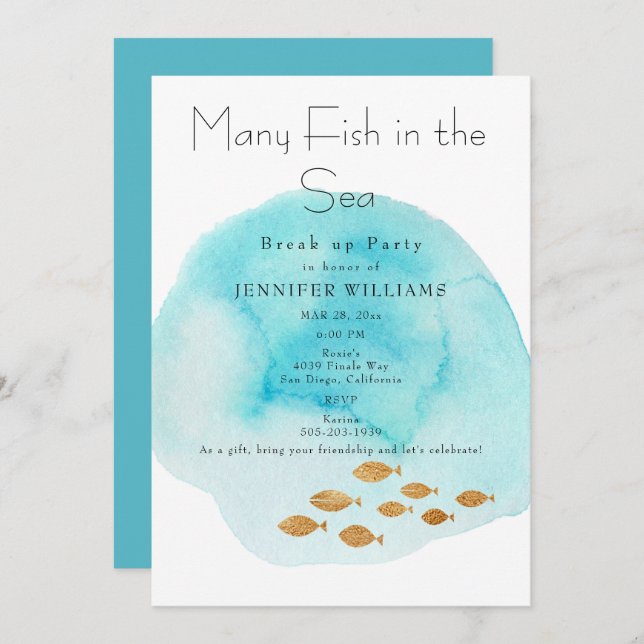 Many Fish in the Sea Break Up Party Invitation (Front/Back)