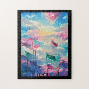 Many flags colourful abstract art  jigsaw puzzle