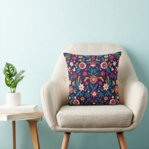 Many Flowers and Leaf Print Modern pillow