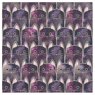 Many Galaxy Cats Pattern Fabric