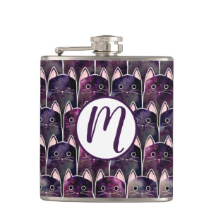 Many Galaxy Cats Pattern Hip Flask