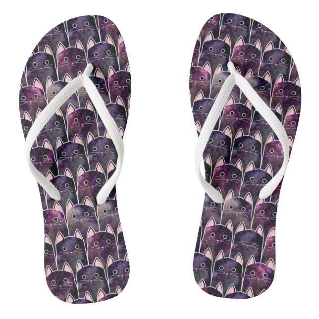 Many Galaxy Cats Pattern Thongs (Footbed)