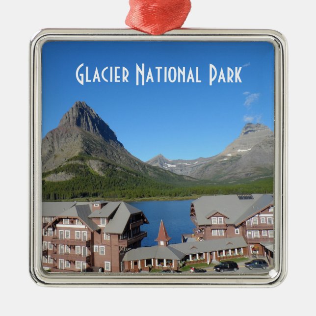 Many Glacier Hotel- Glacier National Park Metal Tree Decoration (Front)
