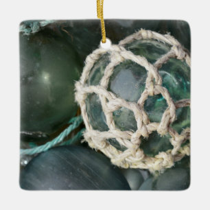 Many glass fishing floats, Alaska Ceramic Tree Decoration
