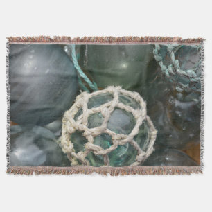 Many glass fishing floats, Alaska Throw Blanket