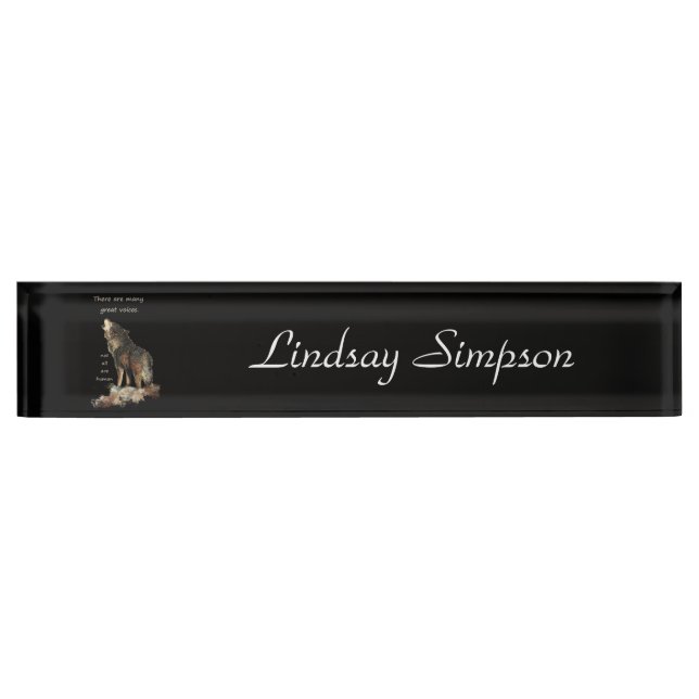 Many Great Voices Inspirational Wolf Quote Nameplate (Front)