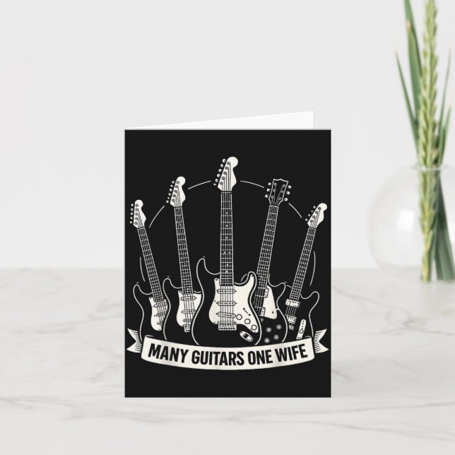 Many Guitars One Wife Funny Musician Guitarist Hum Card (Front)