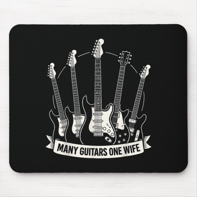 Many Guitars One Wife Funny Musician Guitarist Hum Mouse Pad (Front)