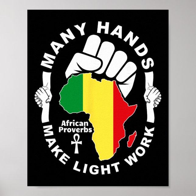 Many Hands Make Light Work African Proverbs Pan Af Poster (Front)