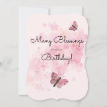 Many Happy Blessings Butterfly Birthday Flat Card