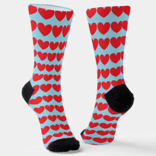 Many Hearts, Red & Blue Socks