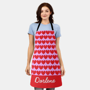 Many Hearts, Red & Lavender  Apron