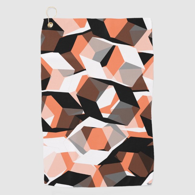 Many hexagons with colourless parts on salmon colo golf towel (Front)