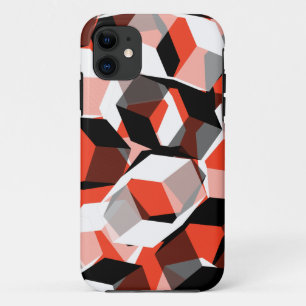 Many hexagons with discoloured parts, in light red iPhone 11 case