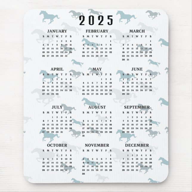 Many Horses Design 2025 Calendar Mousepad  (Front)