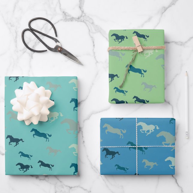 Many Horses Design Wrapping Paper Sheets (Front)
