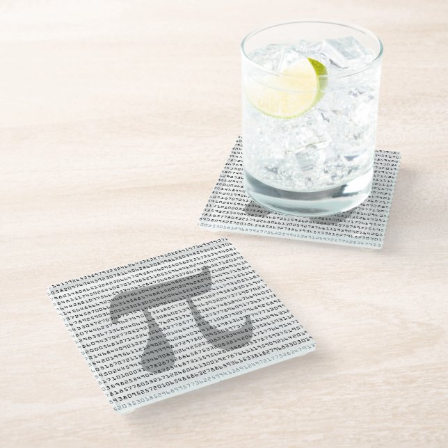 Many Many Digits of Pi Mathematical Constant Glass Coaster (Angled)