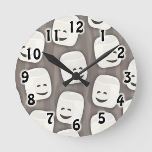 Many Marshmallows Pattern Round Clock