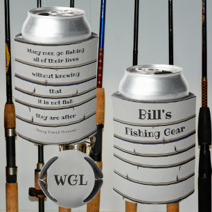Many Men Go Fishing Rods Grey Can Cooler