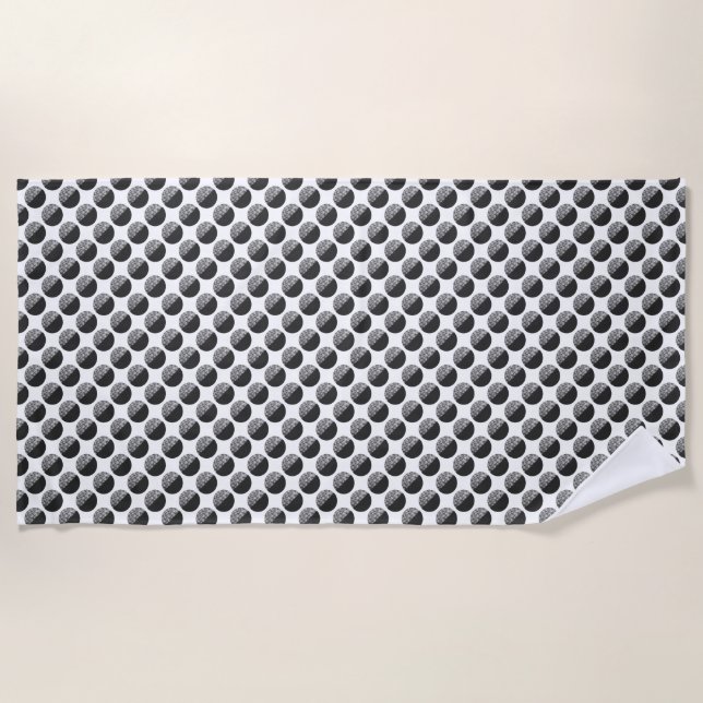 Many Moons Black & White Pattern Beach Towel (Front)