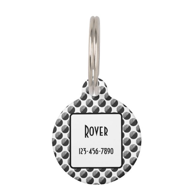 Many Moons Black & White Pattern Custom Pet Tag (Front)
