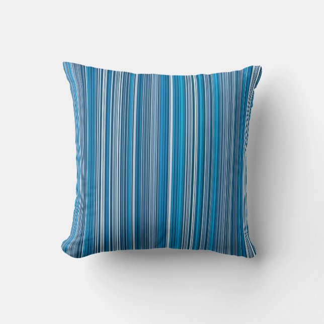 Many multi coloured stripes in the blue... cushion (Front)
